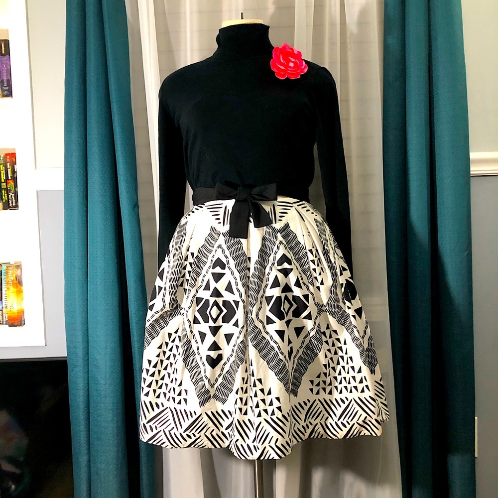 Black and White Tribal Full Skirt